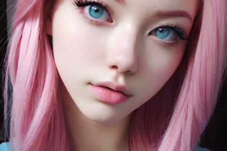 AI girl with pink hair wallpaper