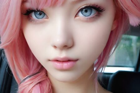 AI girl with pink hair wallpaper