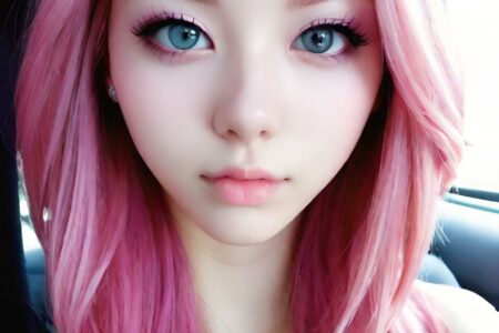 AI girl with pink hair wallpaper