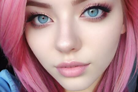 AI girl with pink hair wallpaper