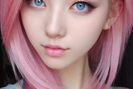 AI girl with pink hair wallpaper