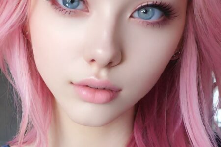 AI girl with pink hair wallpaper