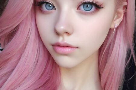 AI girl with pink hair wallpaper