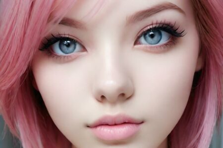 AI girl with pink hair wallpaper