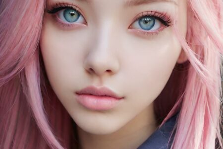 AI girl with pink hair wallpaper