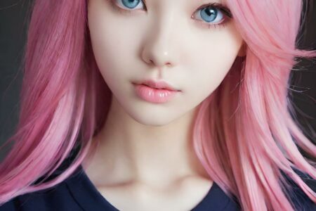 AI girl with pink hair wallpaper