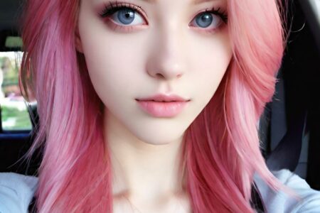 AI girl with pink hair wallpaper