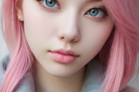 AI girl with pink hair wallpaper