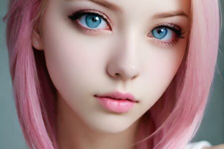 AI girl with pink hair wallpaper