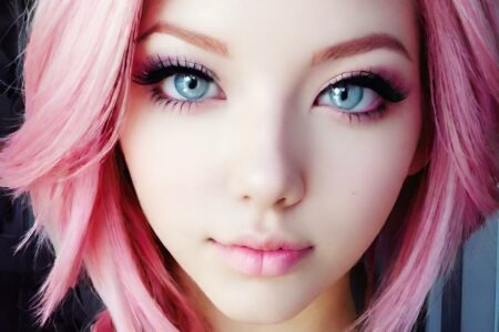 AI girl with pink hair wallpaper