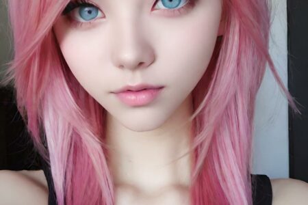 AI girl with pink hair wallpaper