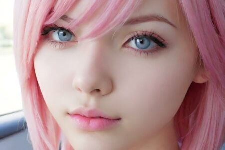 AI girl with pink hair wallpaper