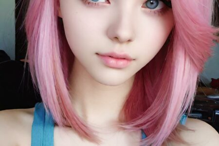 AI girl with pink hair wallpaper