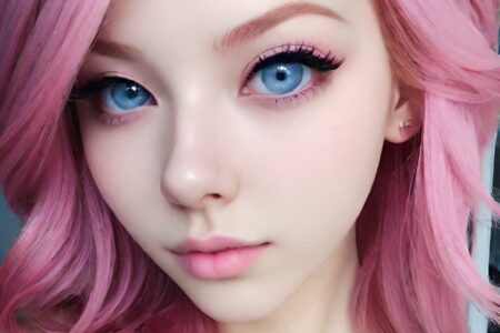 AI girl with pink hair wallpaper