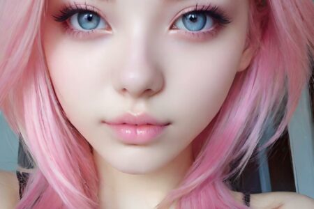 AI girl with pink hair wallpaper