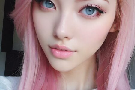 AI girl with pink hair wallpaper