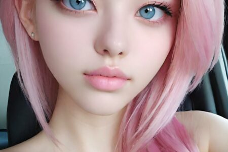 AI girl with pink hair wallpaper