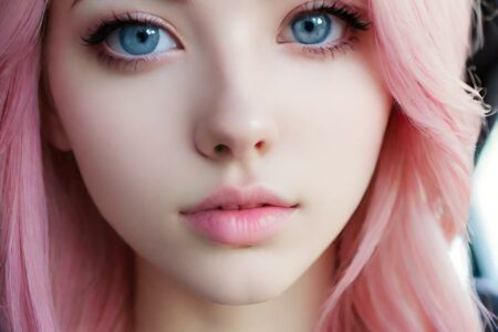 AI girl with pink hair wallpaper