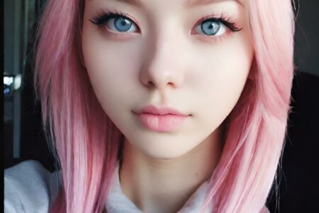 AI girl with pink hair wallpaper