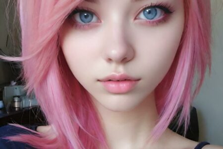 AI girl with pink hair wallpaper