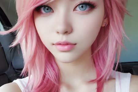 AI girl with pink hair wallpaper