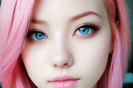 AI girl with pink hair wallpaper