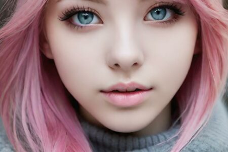 AI girl with pink hair wallpaper