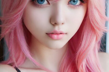 AI girl with pink hair wallpaper