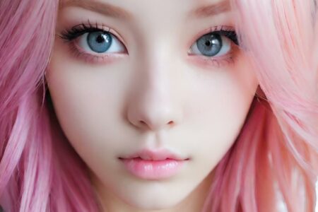 AI girl with pink hair wallpaper