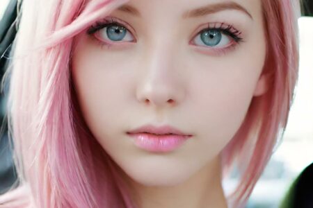 AI girl with pink hair wallpaper