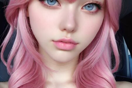 AI girl with pink hair wallpaper