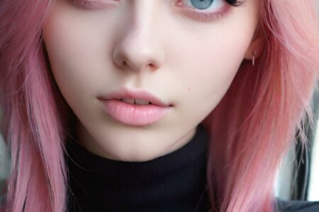 AI girl with pink hair wallpaper