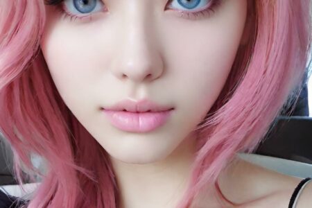 AI girl with pink hair wallpaper