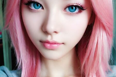 AI girl with pink hair wallpaper