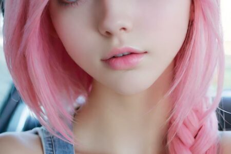 AI girl with pink hair wallpaper