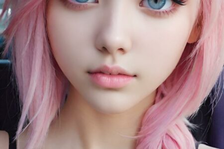 AI girl with pink hair wallpaper