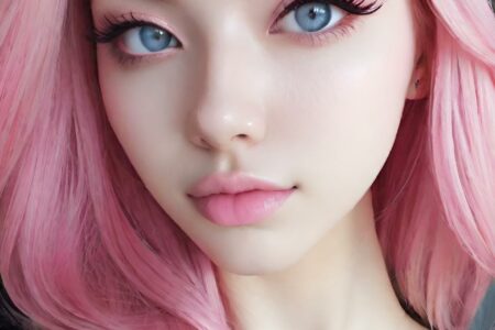AI girl with pink hair wallpaper