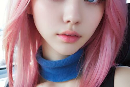 AI girl with pink hair wallpaper