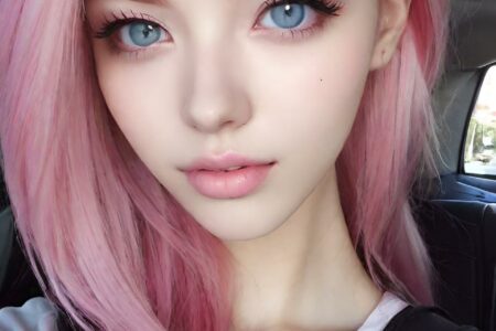 AI girl with pink hair wallpaper