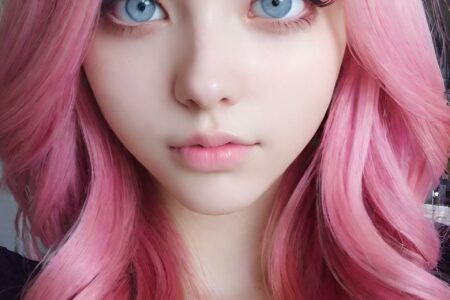 AI girl with pink hair wallpaper