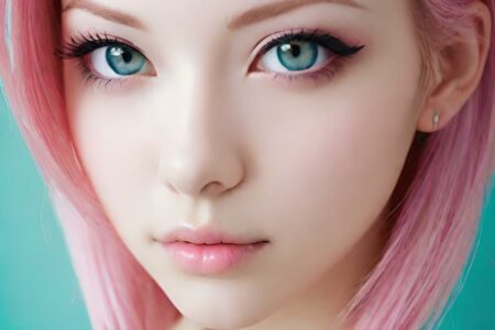 AI girl with pink hair wallpaper