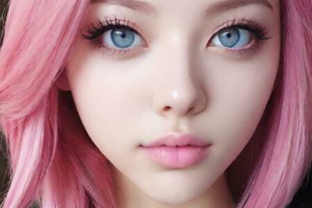 AI girl with pink hair wallpaper