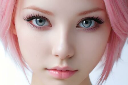 AI girl with pink hair wallpaper