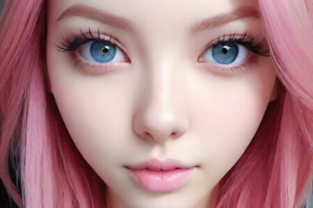 AI girl with pink hair wallpaper