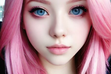 AI girl with pink hair wallpaper
