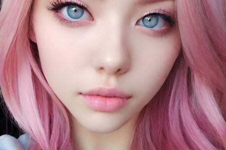 AI girl with pink hair wallpaper