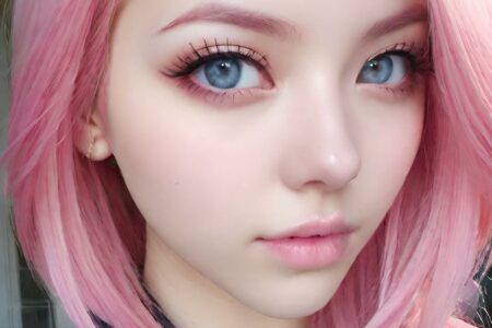 AI girl with pink hair wallpaper