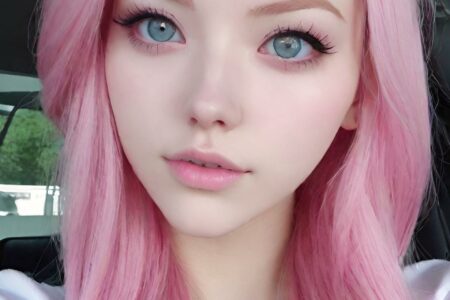 AI girl with pink hair wallpaper