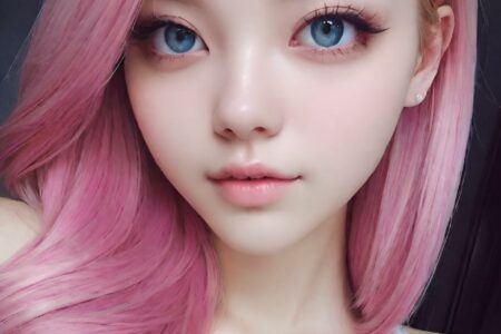 AI girl with pink hair wallpaper