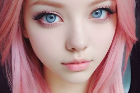 AI girl with pink hair wallpaper